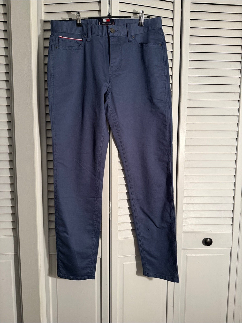 Tommy Hilfiger Men's Navy Blue Chinos with Red Trim